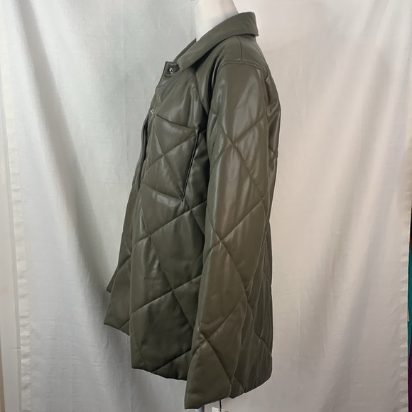 Calvin Klein Green Faux Leather Quilted Coat- NWT - Picture 6 of 17
